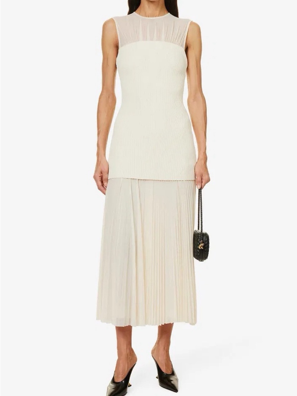 Proenza Schouler Cream Draped Knit Dress - Picture 7 of 13